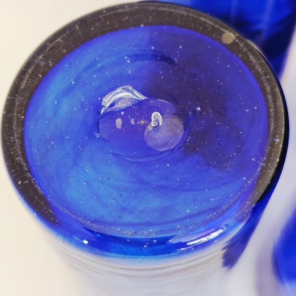 4 Hand blown Cobalt Highball Tumblers 6" ice tea glasses blue water glass artisa - Picture 5 of 8